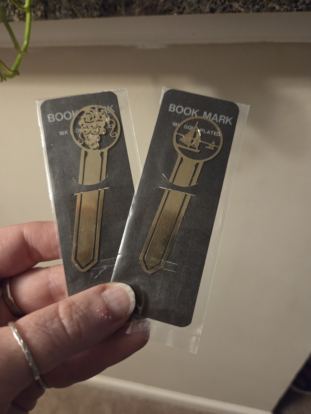 18K Gold Plated sailboat & grapes Bookmark Book Place Saver Book Mark Set of 2
